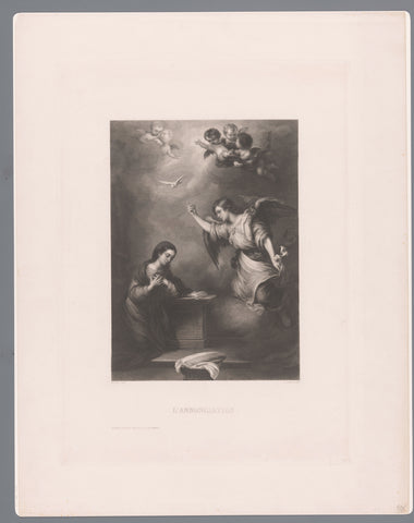 Annunciation, Achille Désiré Lefèvre, 1808 - 1864 Canvas Print