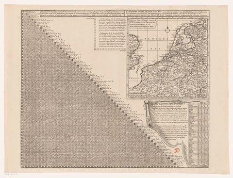 Map of the Seventeen Provinces with distance table, Jan de Lat (possibly), 1731 - 1740 Canvas Print