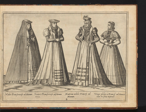 Four women of different positions, dressed according to the fashion of Frankfurt, c. 1580, Abraham de Bruyn, 1581 Canvas Print