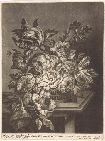 Basket with flowers, Pieter Schenk (I), 1670 - 1713 Canvas Print