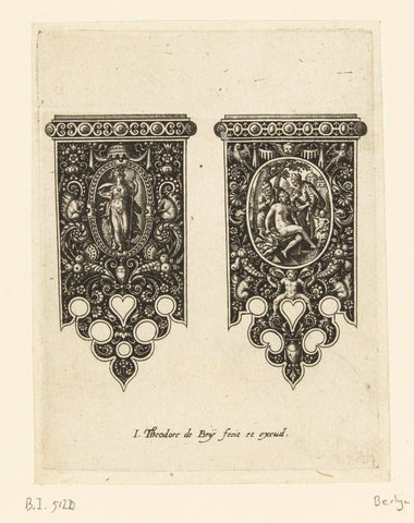 Two mouth cans with an openwork underside and decoration of grotesken, Johann Theodor de Bry, 1571 - 1623 Canvas Print