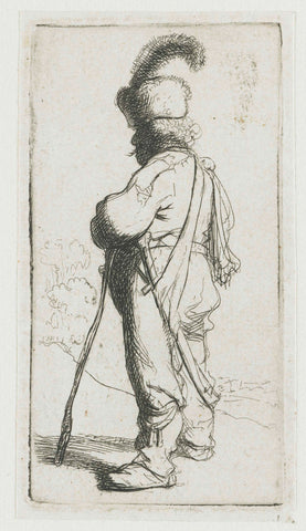 Polander leaning on a stick, Rembrandt van Rijn, c. 1631 Canvas Print