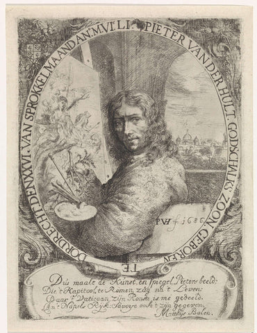 Self-portrait of Pieter van der Hulst (IV), Pieter van der Hulst (IV), 1686 Canvas Print