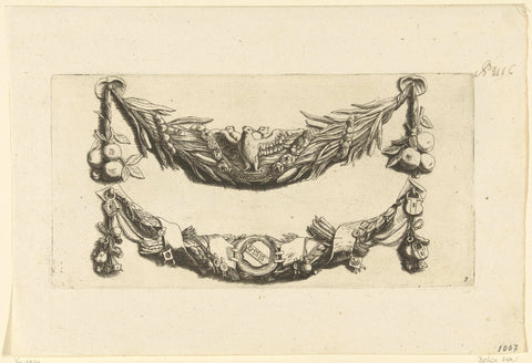 Two festoons, Artus Quellinus (I), after 1665 - c. 1700 Canvas Print