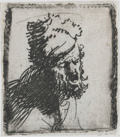 Head of a Man in a Fur Cap, Crying Out, Rembrandt van Rijn, c. 1629 Canvas Print