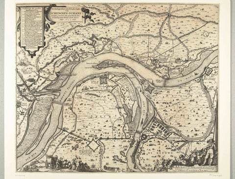 Map with siege and conquest of Schenckenschans by Frederik Hendrik, 1635-1636, Claes Jansz. Visscher (II) (workshop or), 1636 Canvas Print