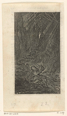 Willemynken begs for mercy from God in hell between demons, Boetius Adamsz. Bolswert, 1638 Canvas Print