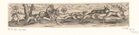 Deer hunting with two hunters and four dogs, anonymous, 1524 - 1612 Canvas Print