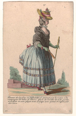 Gallerie des Modes et Costumes Français, 1785, nr. 19, nr. 37, Kopie naar G 40 : Femme de Qualité en Unhabillé (...), Pierre Gleich (possibly), c. 1785 Canvas Print