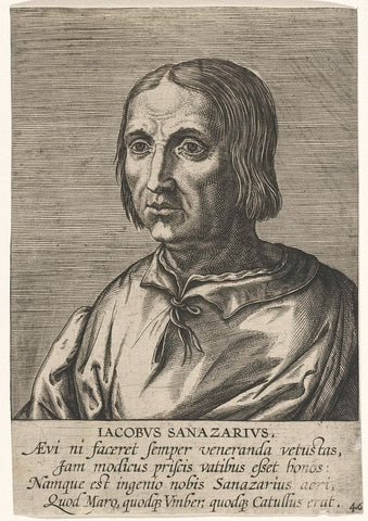 Portrait of Jacopo Sannazaro, Philips Galle, 1587 - 1606 Canvas Print