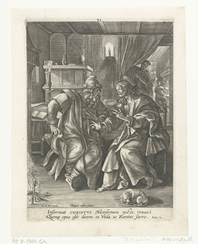 Interview with Nicodemus, Raphaël Sadeler (I), 1583 - 1588 Canvas Print