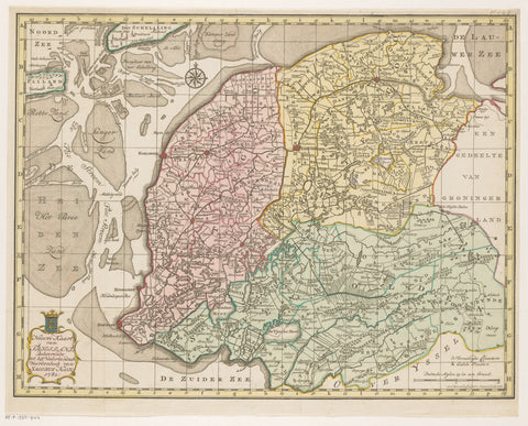 Topographic map of Friesland, 1781, Abraham van Krevelt, 1781 Canvas Print