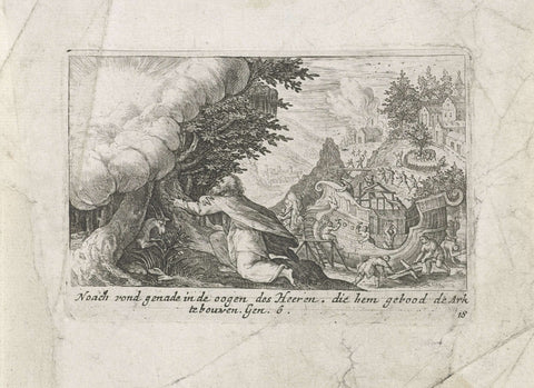 God instructs Noah to build the ark, Crispijn van de Passe (I), 1700 - 1750 Canvas Print