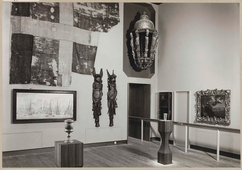 Room with a flag next to a ship's lantern at the top of the left wall, 1971 Canvas Print