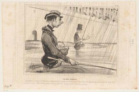 Karikatuur van twee vissers in de regen, Honoré Daumier, 1841 Canvas Print