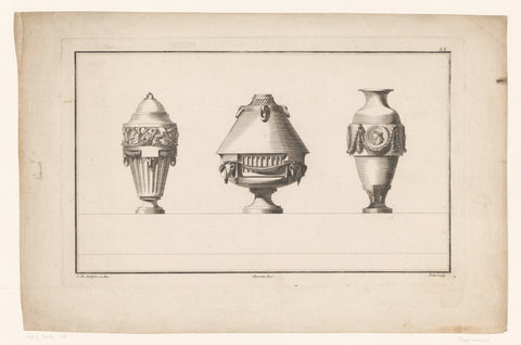 Three vases, Augustin Foin, 1771 Canvas Print