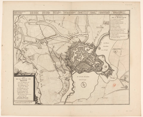 Plan van het be siege van Menen, 1706, anonymous, 1706 - 1732 Canvas Print