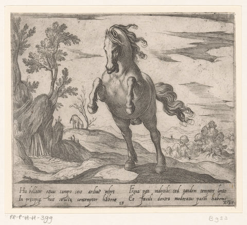 Prancing horse seen from the front, Antonio Tempesta, 1590 Canvas Print