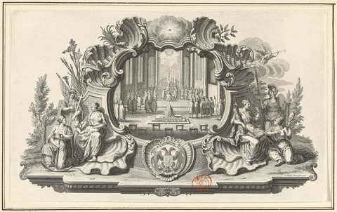 Vignette with the coronation of Francis I Stefan as emperor, 1745, Jan Caspar Philips, 1746 Canvas Print