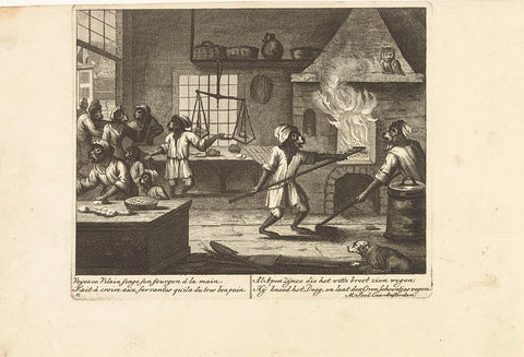 Monkeys in the bakery, c. 1720, Matthijs Pool, 1720 Canvas Print