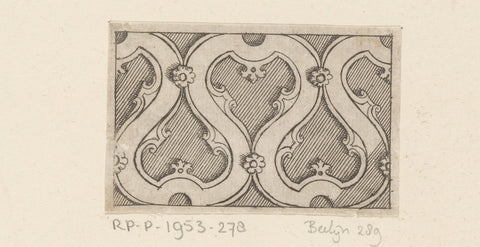 Braiding in heart shape with floral pattern, Jacques Androuet, 1520 - 1584 Canvas Print