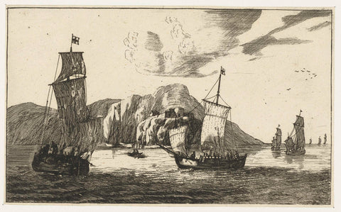 Fishing boats in a bay, anonymous, 1656 - 1714 Canvas Print