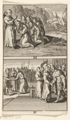 Scenes from the life of Saint Boniface, plates III and IV, ca. 672-754, unknown, 1640 - 1659 Canvas Print