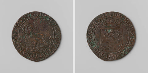 Flood in the Netherlands, medal struck by the States of Zeeland, anonymous, 1552 Canvas Print