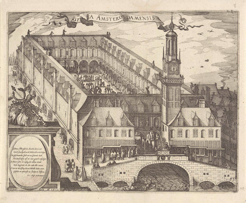 Bird's eye view of the Beurs van Hendrik de Keyser in Amsterdam, Claes Jansz. Visscher (II), 1612 - 1648 Canvas Print