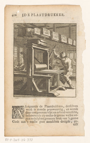 De plaatdrukker, anonymous, 1736 Canvas Print