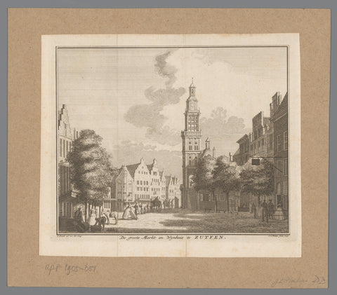 View of the Grote Markt and the Wijnhuistoren in Zutphen, 1729, Jan Caspar Philips, 1741 Canvas Print