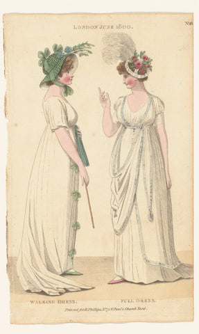 Magazine of Female Fashions of London and Paris, No. 28: London, June 1800: Walking Dress; Full Dress, Richard Phillips, 1800 Canvas Print