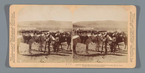 Australian soldiers on horseback after a battle at Modderrivier, South Africa, anonymous, 1900 Canvas Print