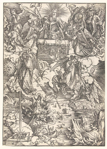 The seven angels with the trumpets, Albrecht Dürer, 1498 Canvas Print