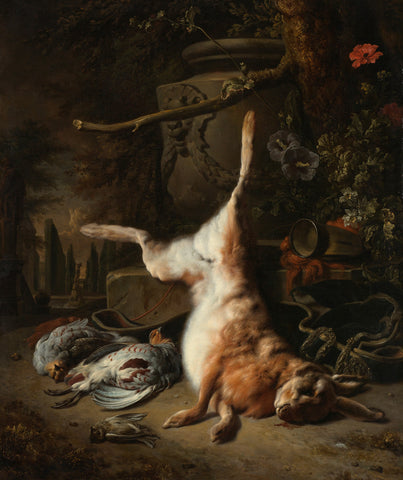 Still Life with a Hare and other Game, Jan Weenix, 1697 Canvas Print