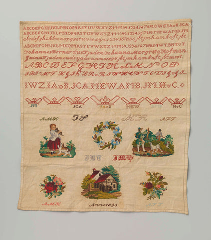 Sampler of multicolored silk on cotton, , 1894 Canvas Print