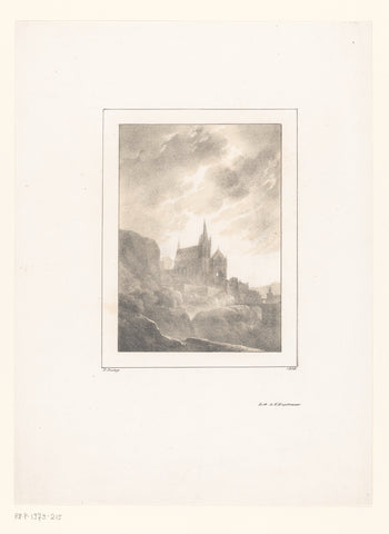 View of a cathedral, Jean Baptiste Isabey, 1818 Canvas Print