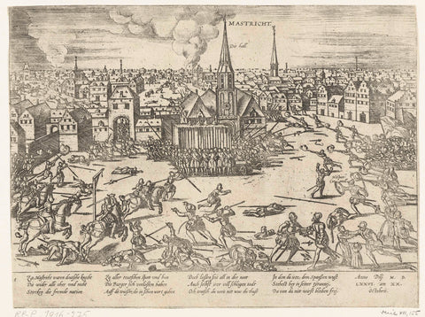 Murder on the market in Maastricht, 1576, Frans Hogenberg, 1576 - 1578 Canvas Print