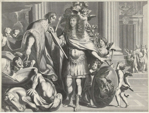 Promotional print by Aegidius Le Maistre (1665), upper part, Nicolas Pitau (I), 1665 Canvas Print