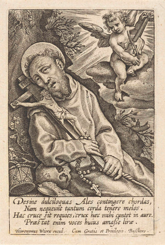 Saint Francis of Assisi in ecstasy, Hieronymus Wierix, 1563 - before 1619 Canvas Print