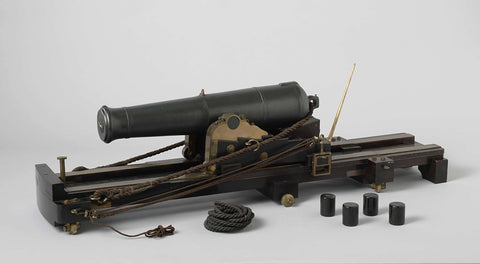 Model of an 80-Pounder Shell Gun on a Pivot on a Ship Deck, Rijkswerf Vlissingen, 1839 Canvas Print