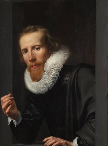 Portrait of a Goldsmith, Probably Bartholomeus Jansz van Assendelft, Werner van den Valckert, 1617 Canvas Print