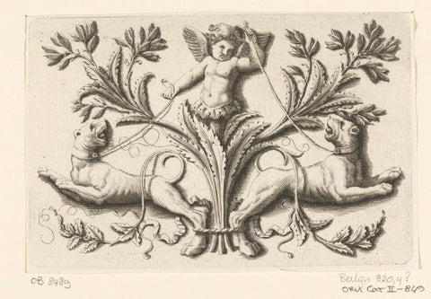 Putto with two dogs on a leash, Charles II Errard, after 1616 - before 1689 Canvas Print