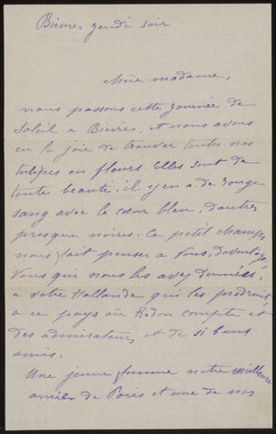 Letter to Anne Marie Louise van der Linden, Camille Redon, in or before 1912 Canvas Print