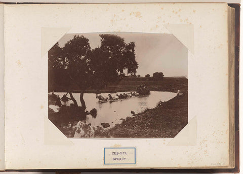 Carriage with ten horses driving through water at Six-Mile Spruit in South Africa, anonymous, c. 1885 - c. 1910 Canvas Print