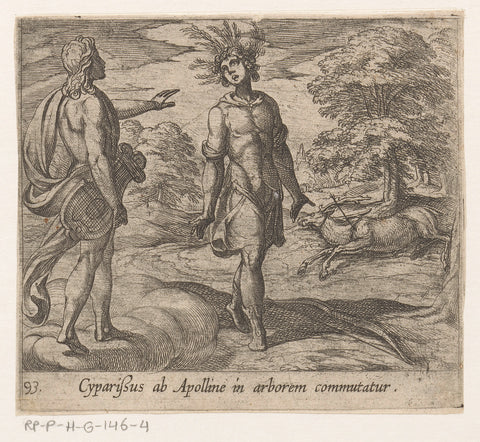 Cyparissus turned into a cypress, Antonio Tempesta, 1606 - 1638 Canvas Print