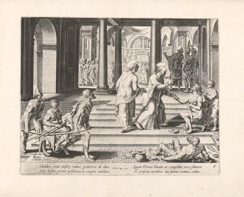 Peter heals a paralyzed, Claes Jansz. Visscher (II) (attributed to workshop of), 1643 - 1646 Canvas Print