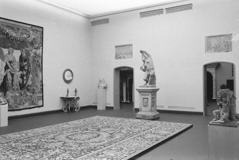 Room with sculptures, tapestry and floor carpet and passageways, 1952 Canvas Print