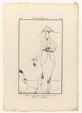 Journal des Dames et des Modes, Costumes Parisiens, 1914, No. 167 : Robe de serg (...), Gaudray d'Anjou, 1914 Canvas Print