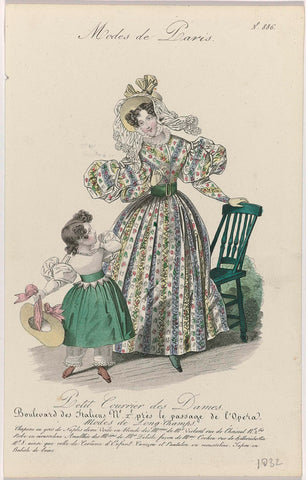 Petit Courrier des Dames, 1832, No. 886 : Chapeau en gros de Naples (...), anonymous, 1832 Canvas Print